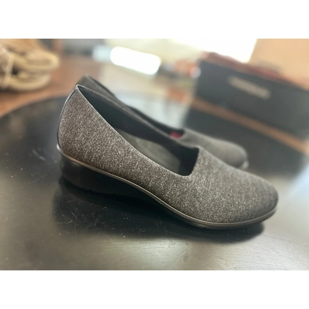 ECCO Soft 7 Wedge Pump Women 38 Charcoal Gray Excellent Slip On Low Heel